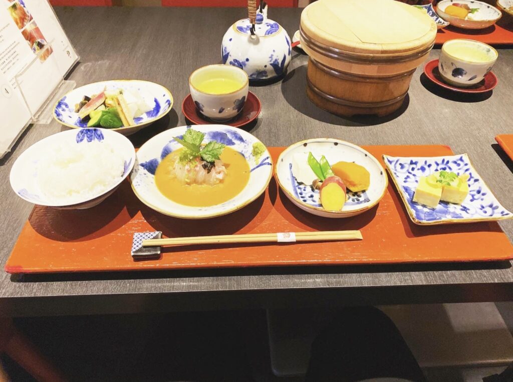 色とりどりの日本料理と日本茶