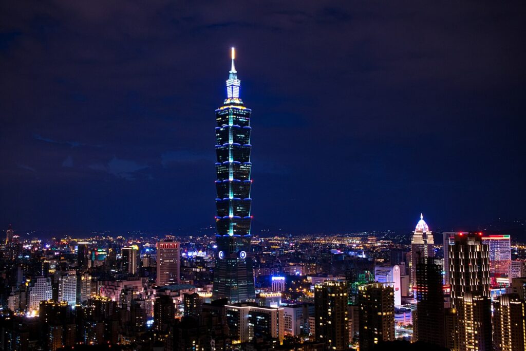 台湾の台北101の美しい夜景