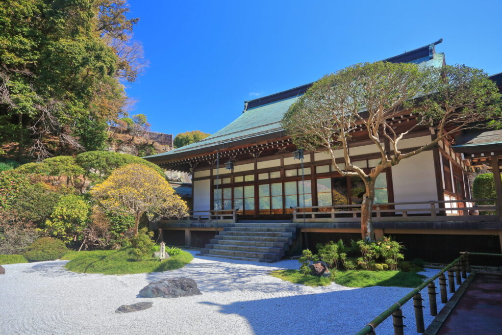 晴天下の報国寺の枯山水