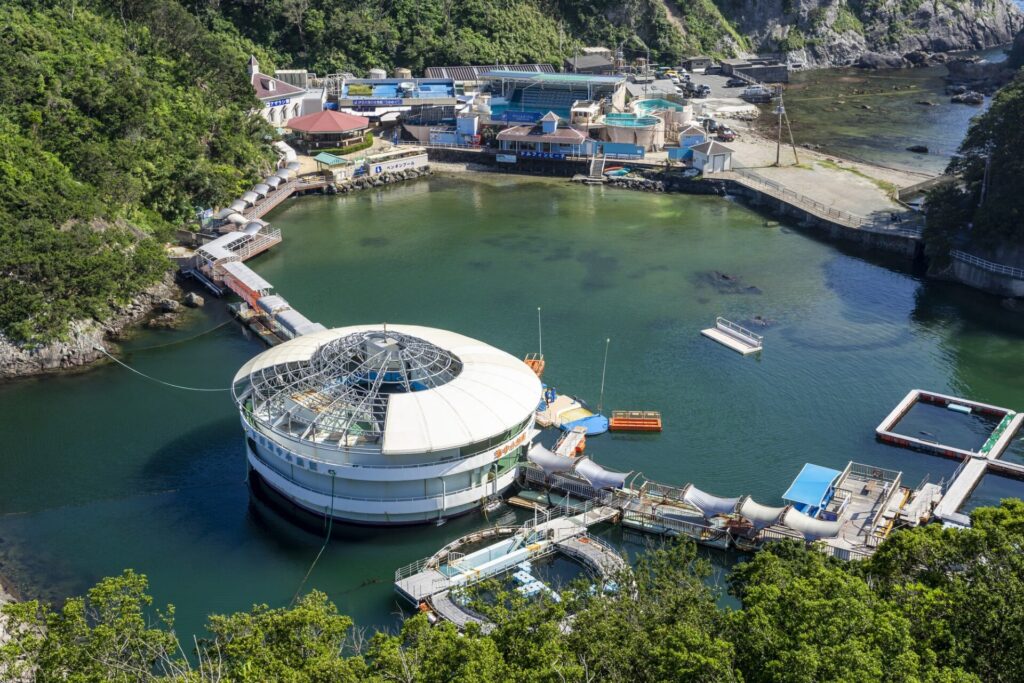 下田海中水族館の上空写真