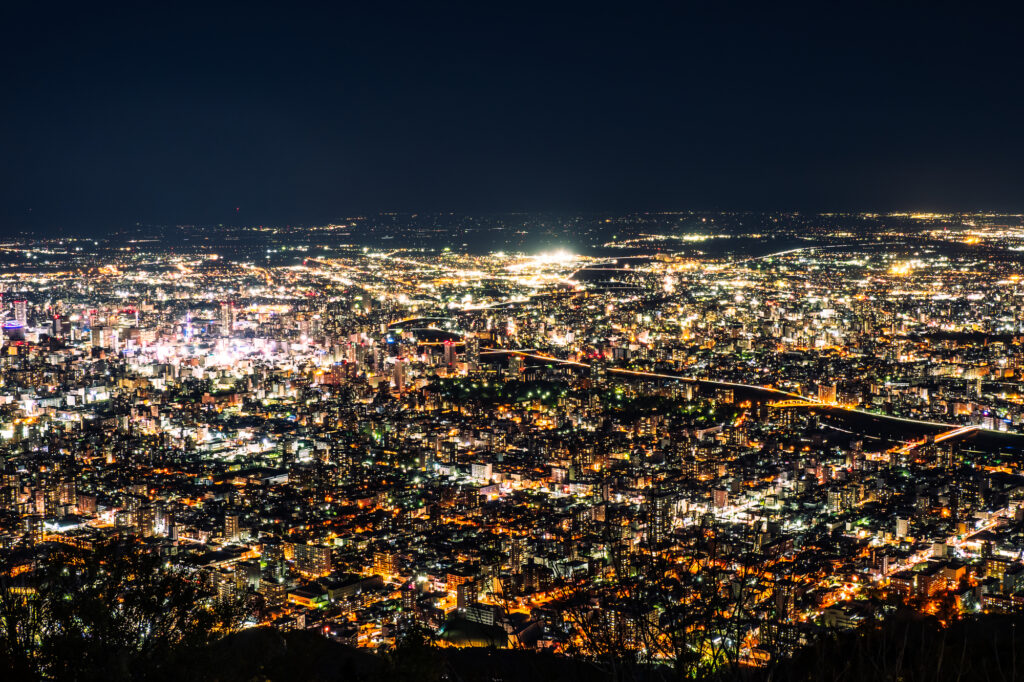 札幌のもいわ山からの夜景