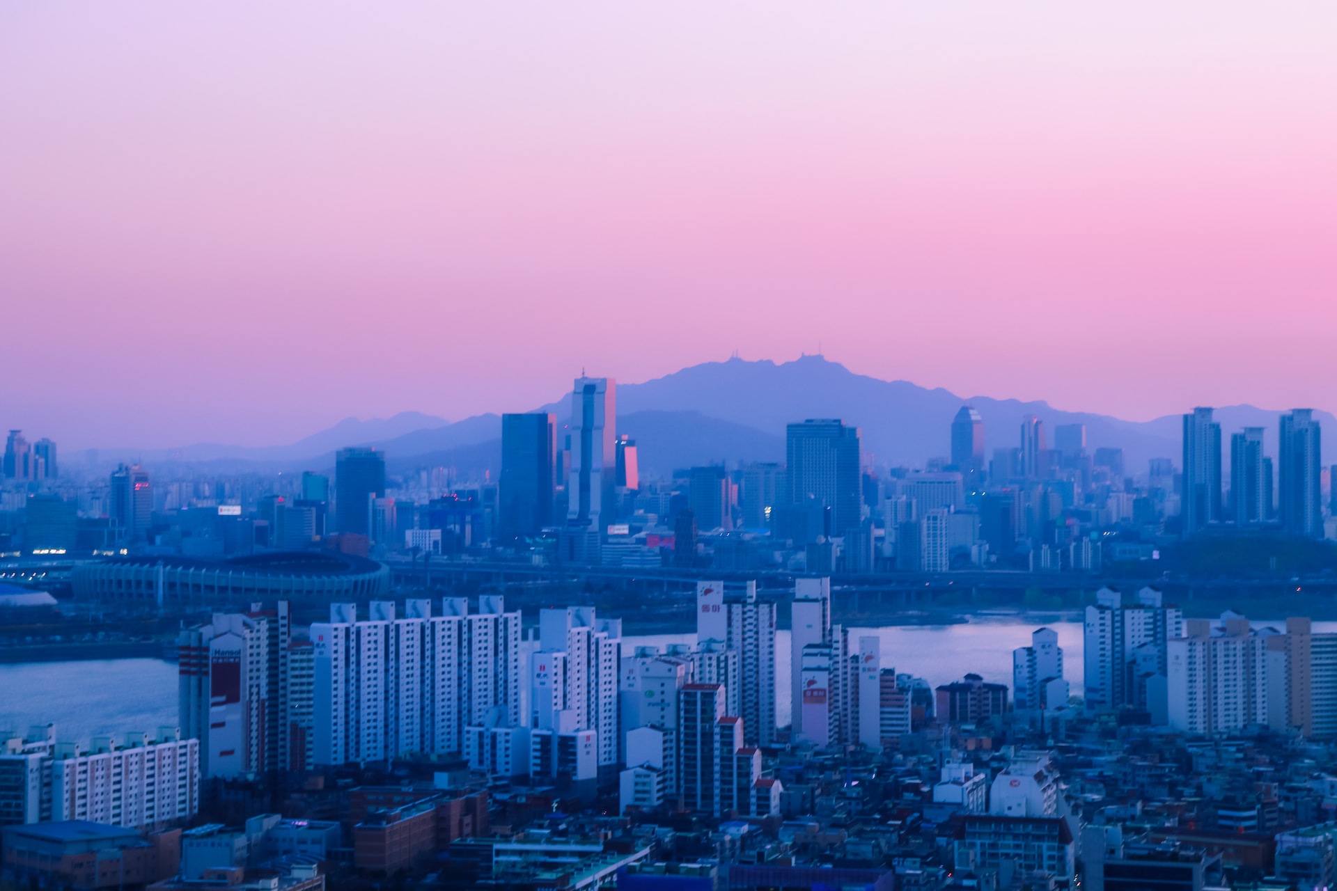 韓国_ソウルの夕焼け