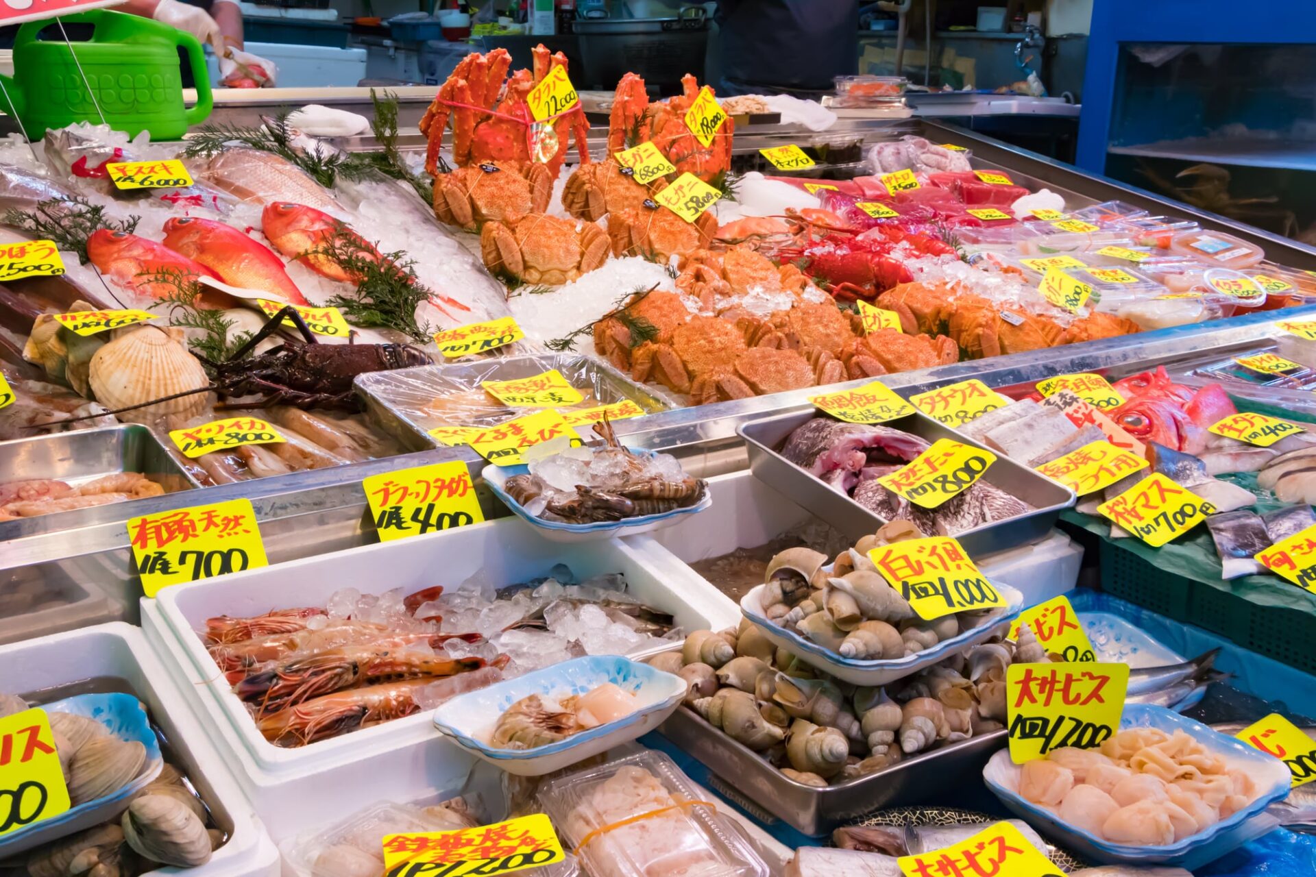 東京築地　魚市場に売られている魚介類