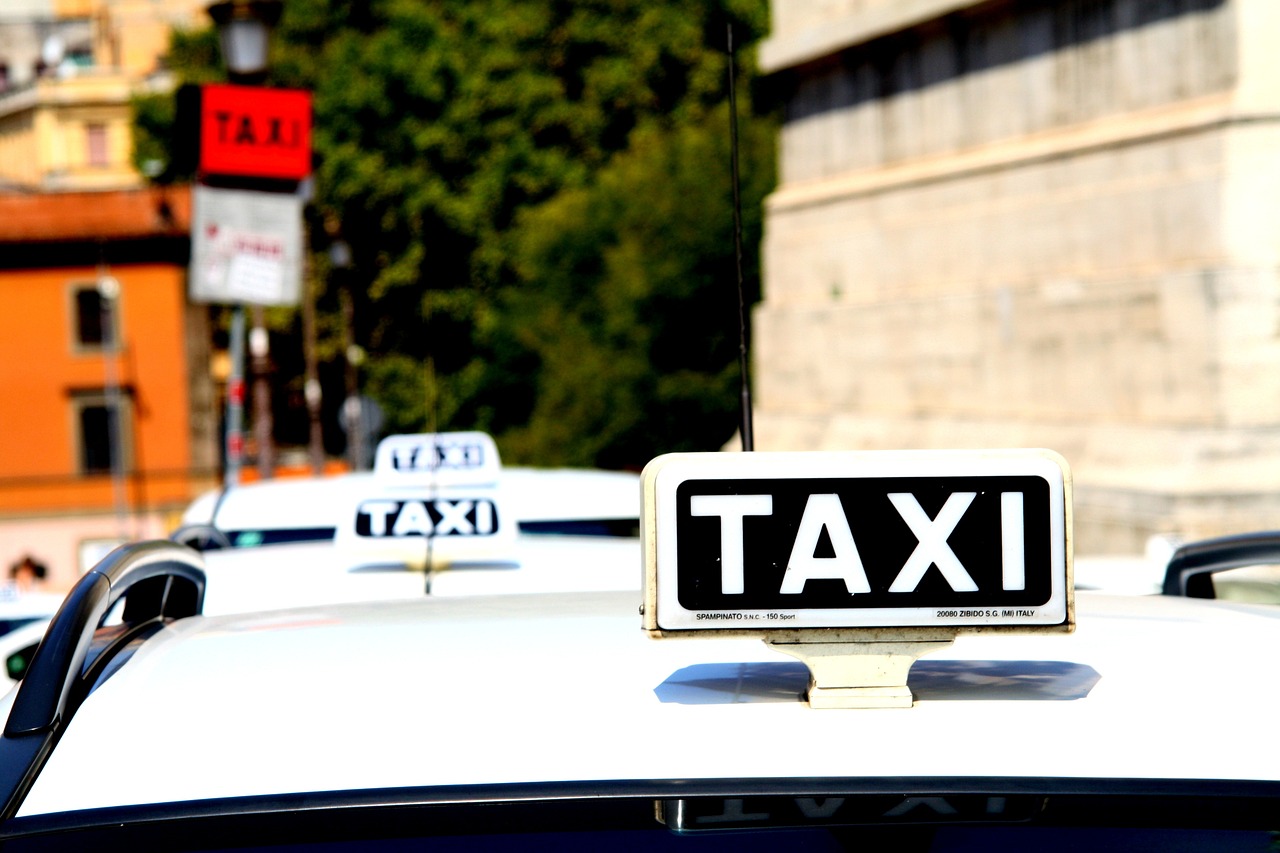 taxi, automobile, rome