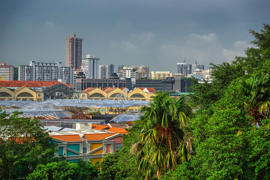 フォートカニングパーク越しに見るシンガポールの大都会