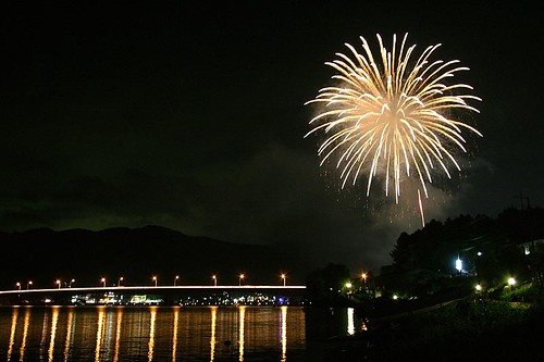 河口湖湖上祭の花火