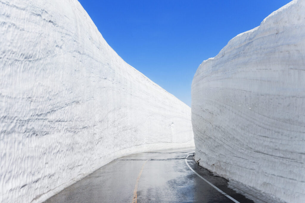 雪の壁がそびえたつ 立山黒部アルペンルート