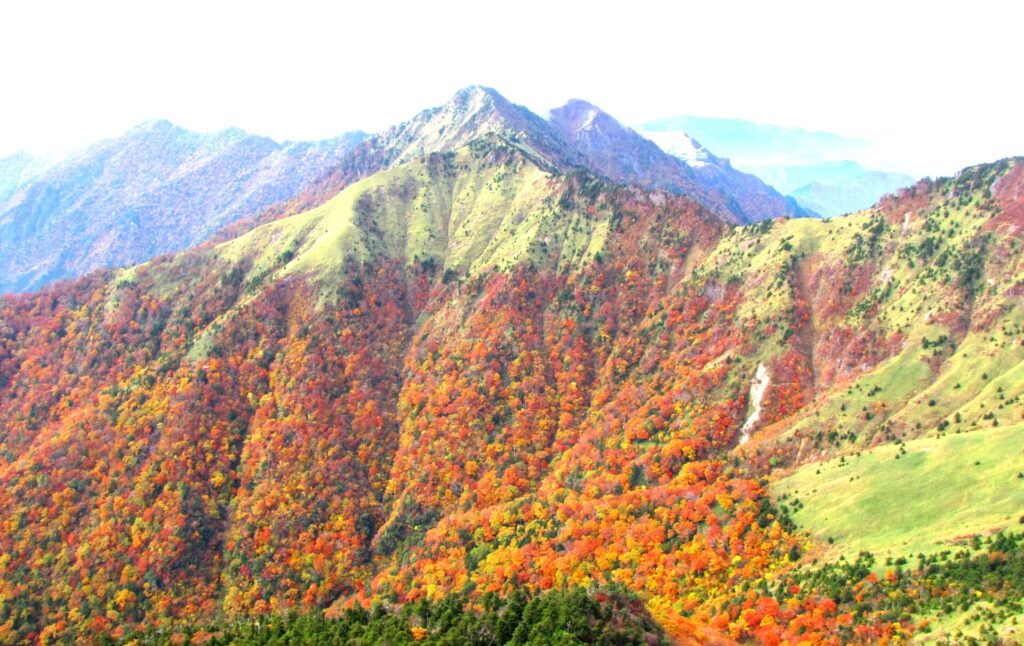 西日本最高峰として知られる石鎚山の様子