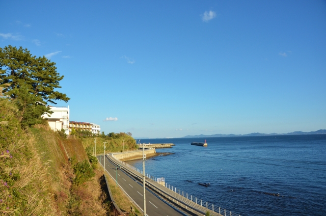 日間賀島の中央に位置する高台からの眺め