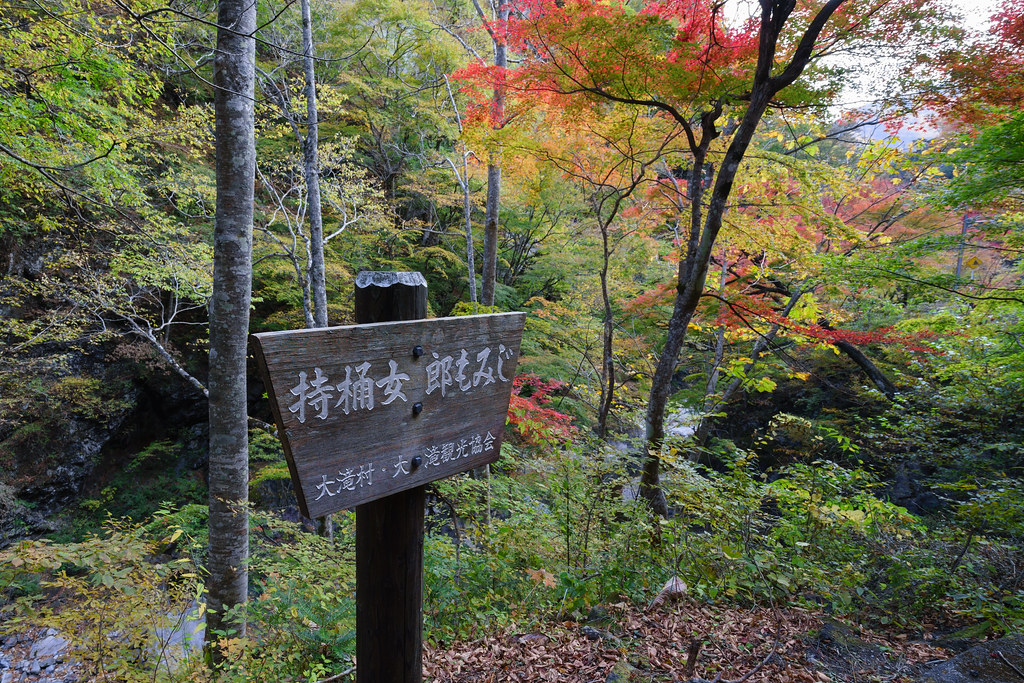 秩父市中津川沿いの紅葉スポット・中津峡「持桶女郎もみじ」