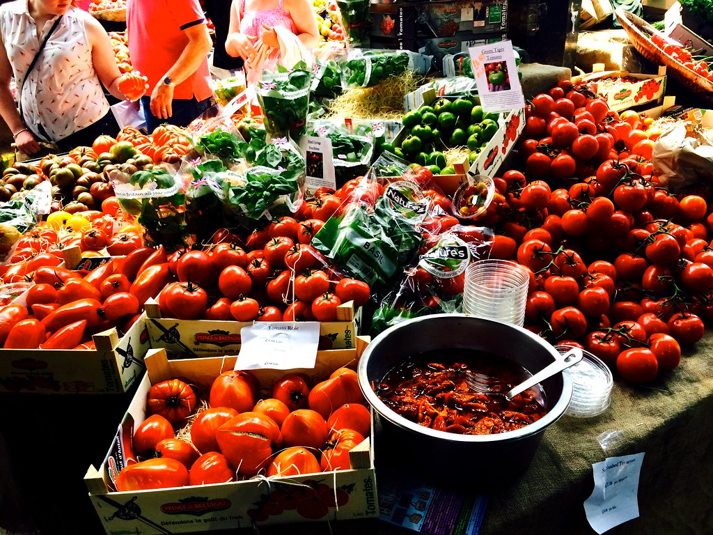 ロンドンのバラ・マーケットで売られている新鮮な食材、Borough Market