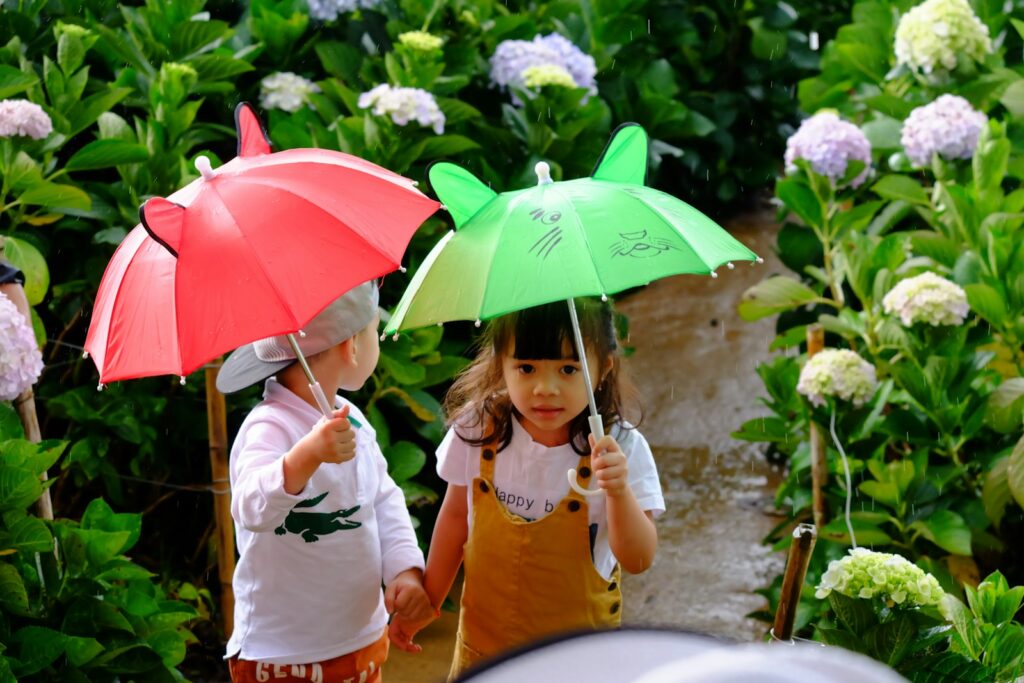 woman in white long sleeve shirt holding umbrella